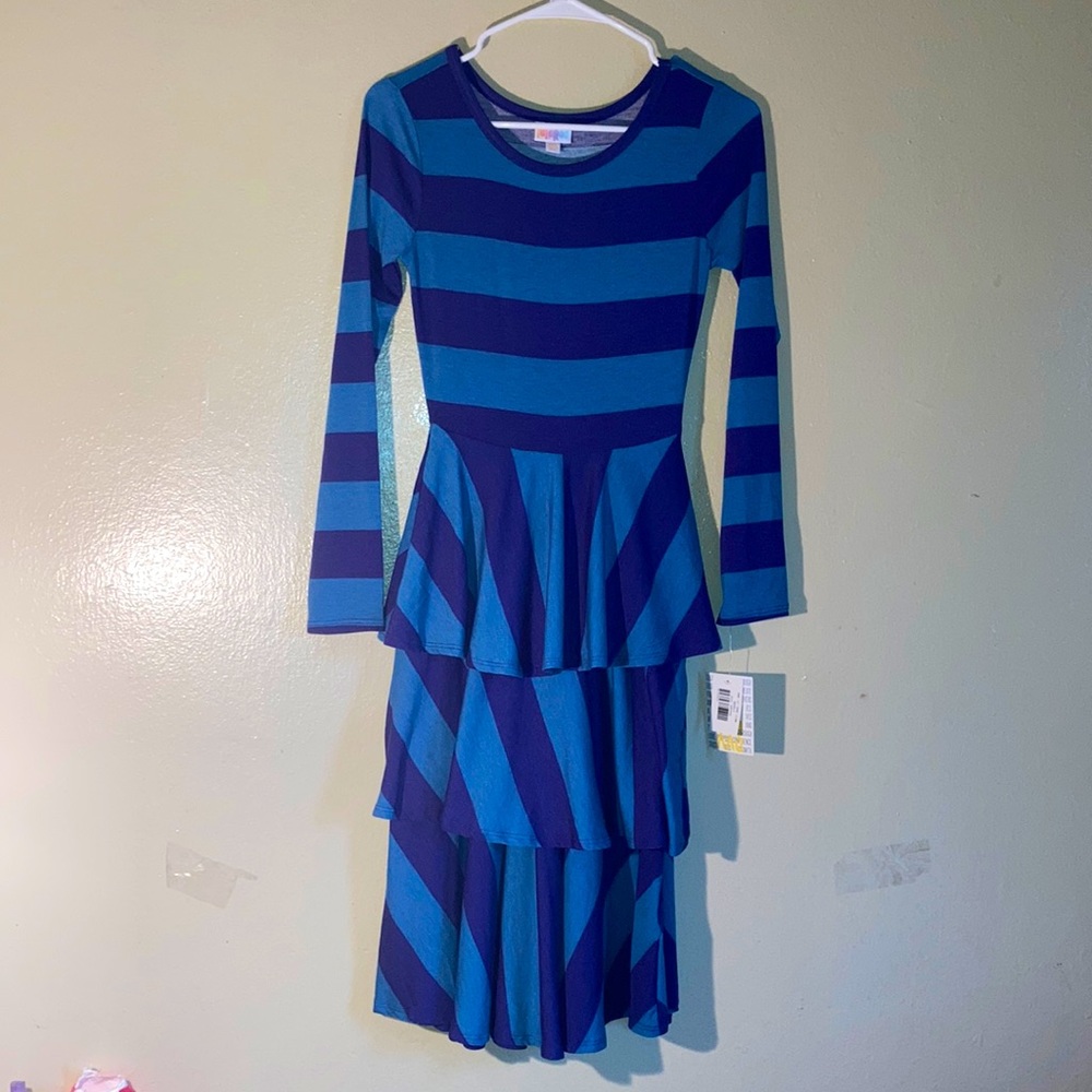 NWT LulaRoe Stripe Georgia Multilayered Pleated Dress Size XXS